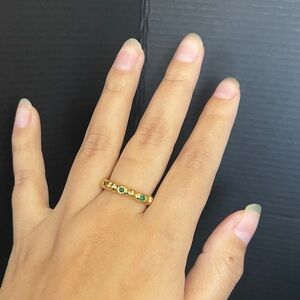 18k gold electroplated green cz size 7 ring